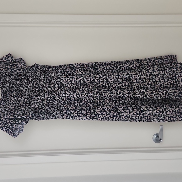 Elodie Navy and White Dark Floral Midi Dress - Picture 3 of 6